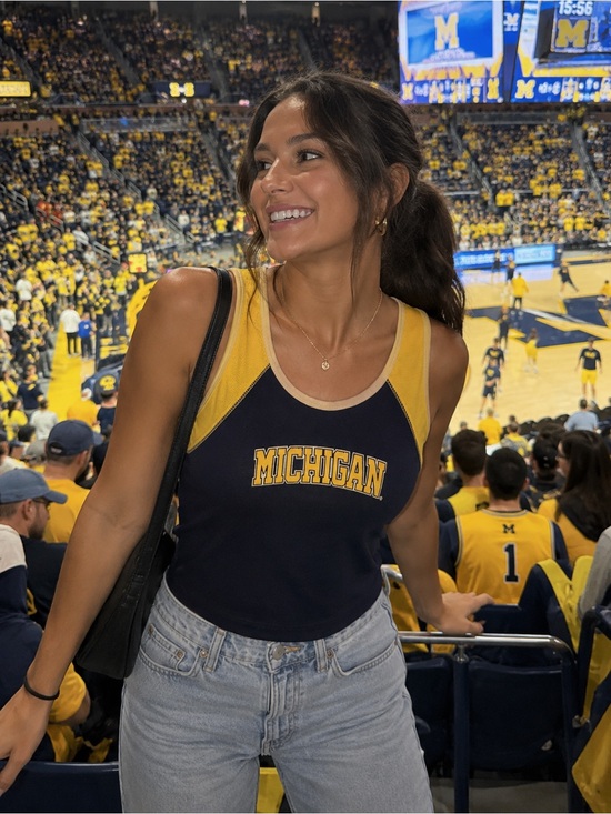 Pro Edge Tops - Pro Edge Michigan Colorblock Tank Top in Navy and Yellow